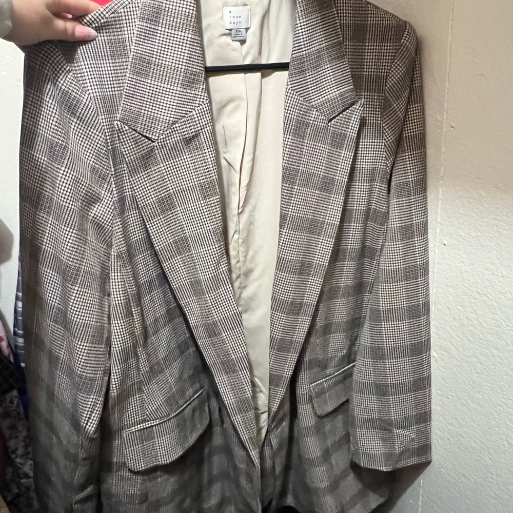 a new day Plaid Blazer - Brown and Cream